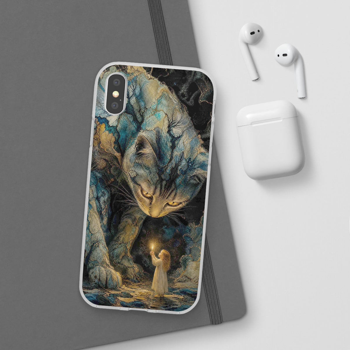 Whispers by Candlelight — Mystical Cat & Child Phone Case