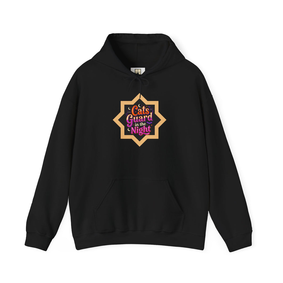 Guarded in Glass — Stained-Glass Guardian Cat Hoodie