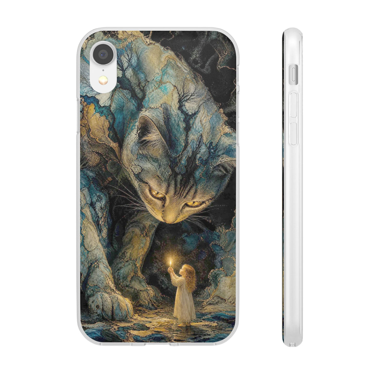 Whispers by Candlelight — Mystical Cat & Child Phone Case