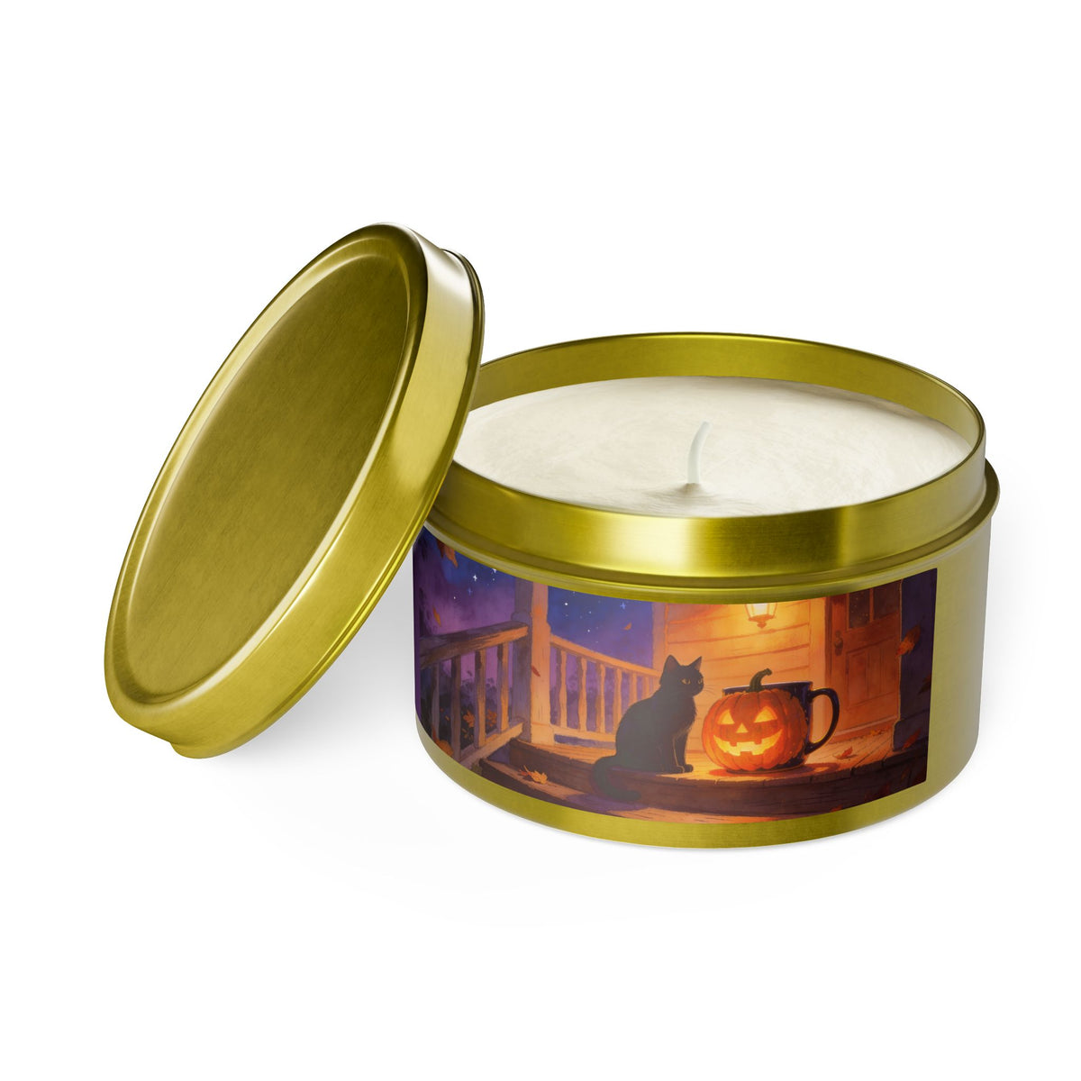 Sweet Smoke and Candlelight — Halloween Cat Pumpkin Tin Candle