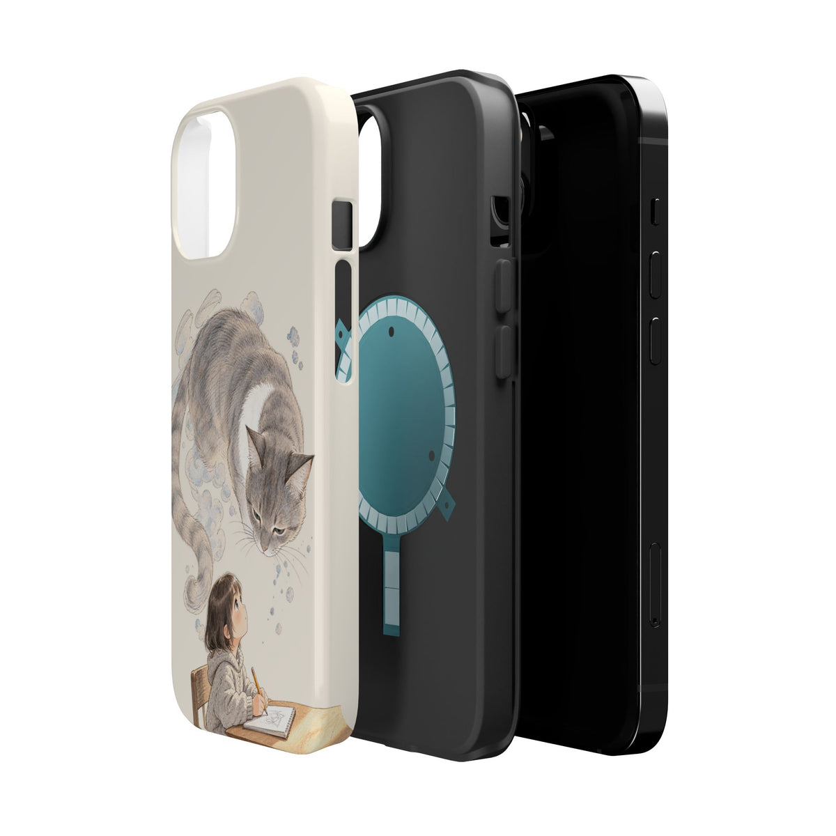 Guarded Dreams — Child & Cat MagSafe Phone Case