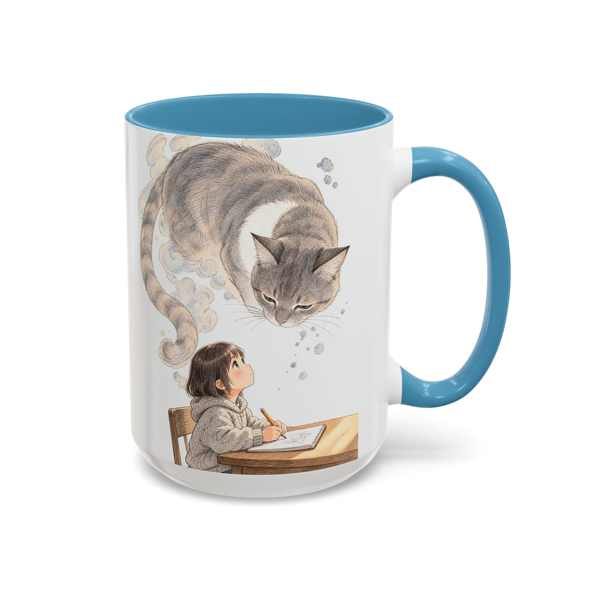 Guarded Dreams — Child & Cat Ceramic Accent Mug