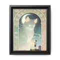The Lantern Cat & Rooftop Boy - Framed Canvas Print