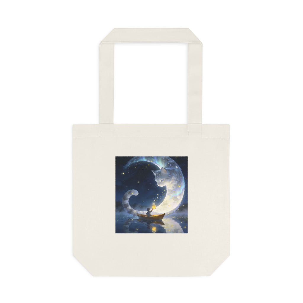 The Moon Keeps Watch — Moon Guardian Cat Cotton Tote Bag
