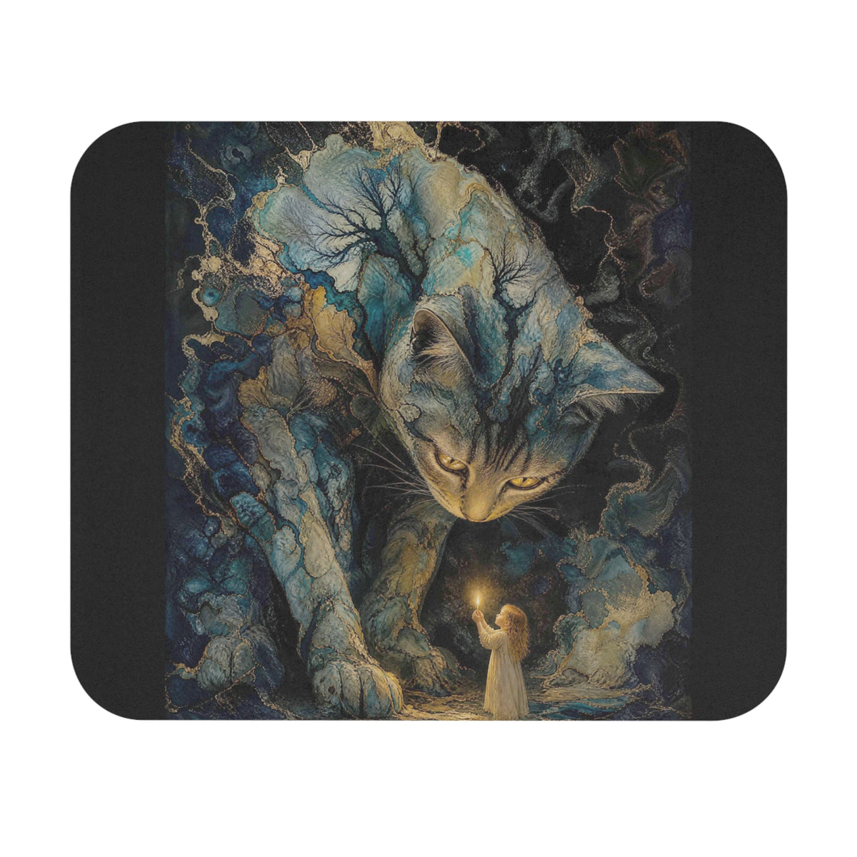The Enchanted Watch — Mystical Cat & Child Enchanted Night Desk Mat