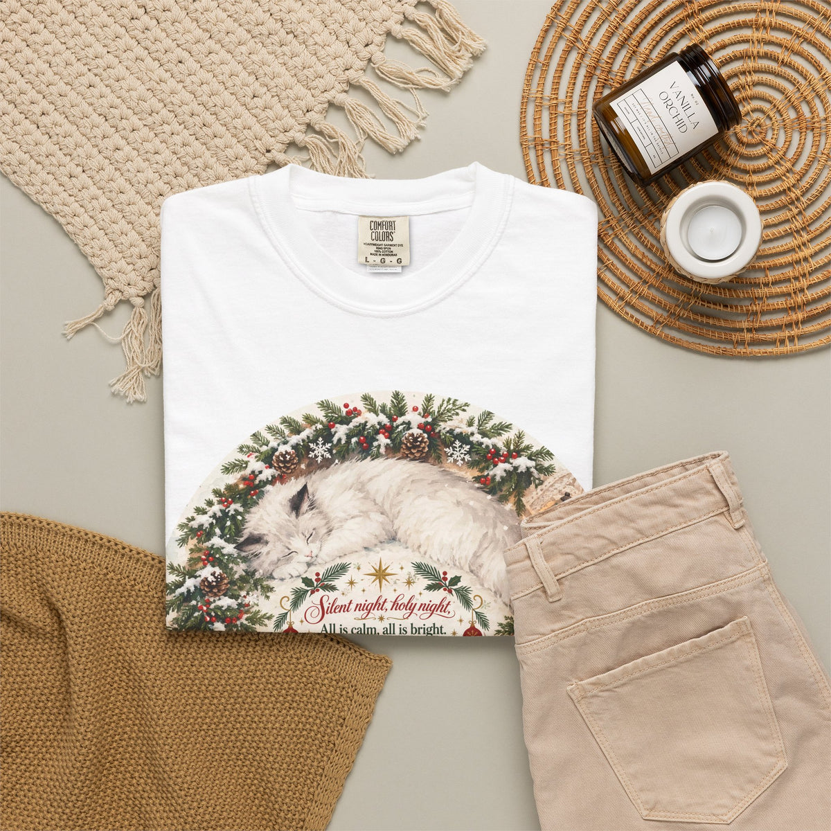 Silent Night Carol — Christmas Cat Tee (All I Want for Christmas Is You)