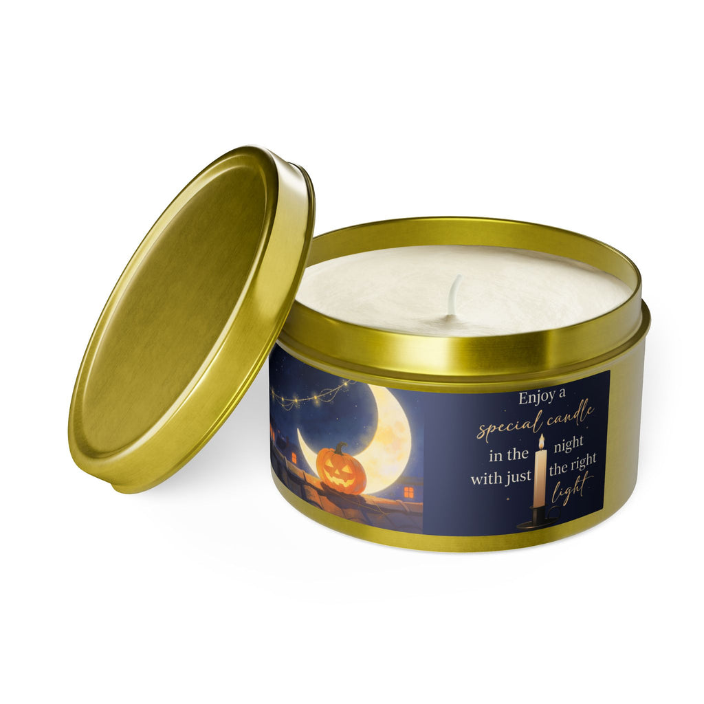 Midnight at the Windowsill — Halloween Moonlit Pumpkin Tin Candle