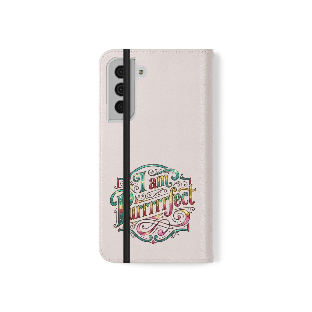 Purrfectly Guarded — Stained Glass Cat I Am Purrfect Flip Phone Case