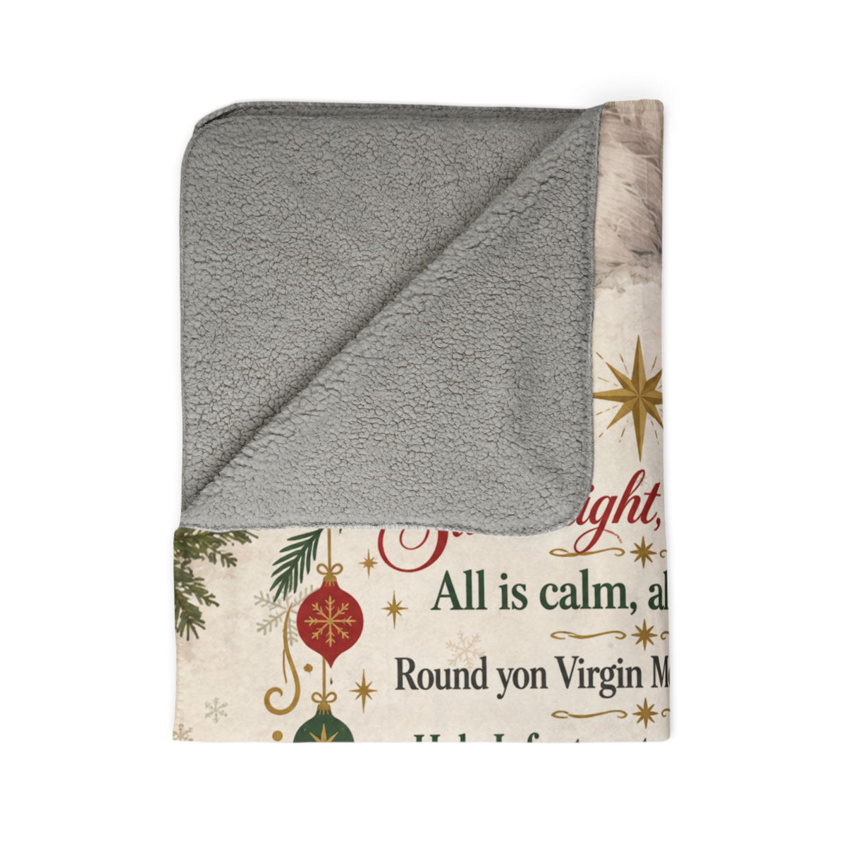 Silent Night Carol — Nativity Sherpa Fleece Throw Blanket