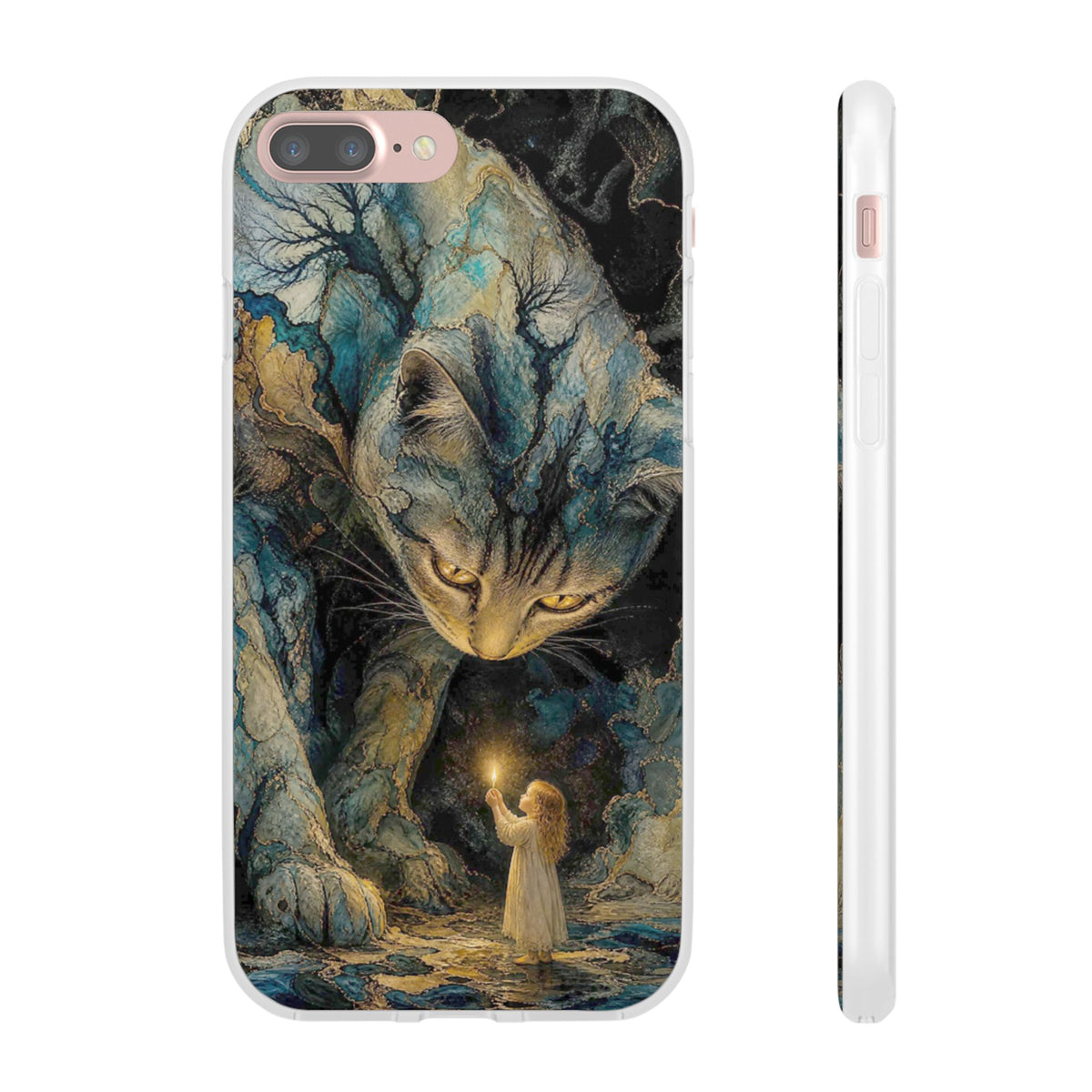 Whispers by Candlelight — Mystical Cat & Child Phone Case