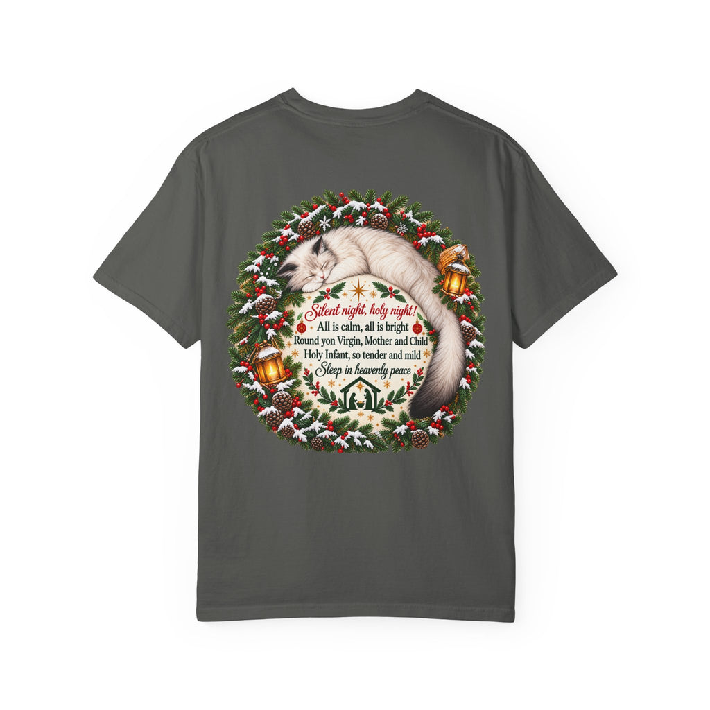 Silent Night Carol — Christmas Cat T-Shirt