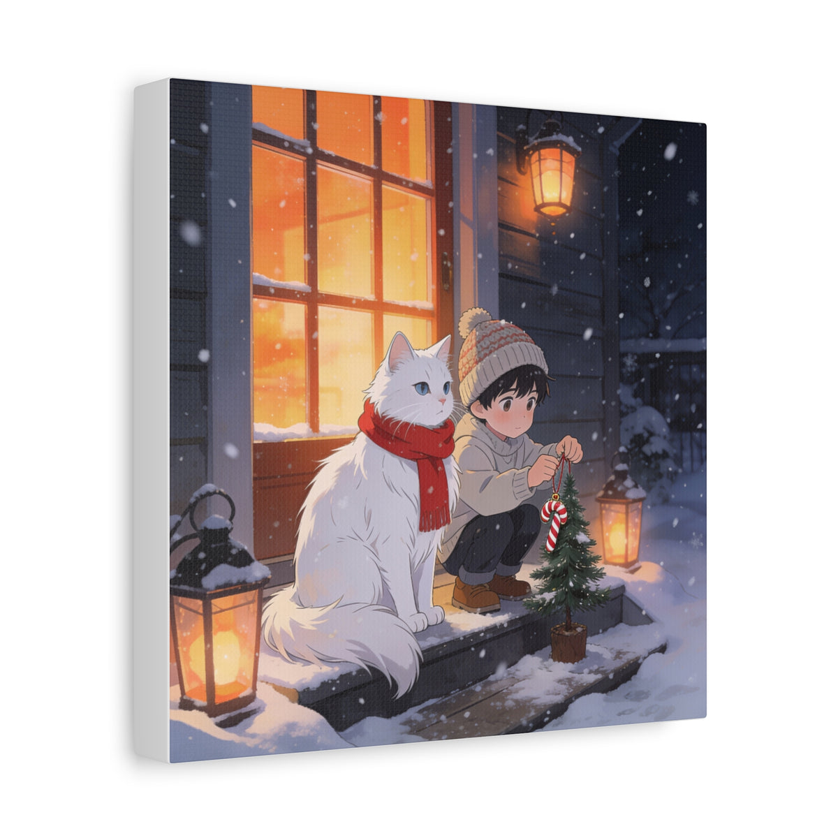 Snowfall Watch — Christmas Doorstep Guardian Canvas