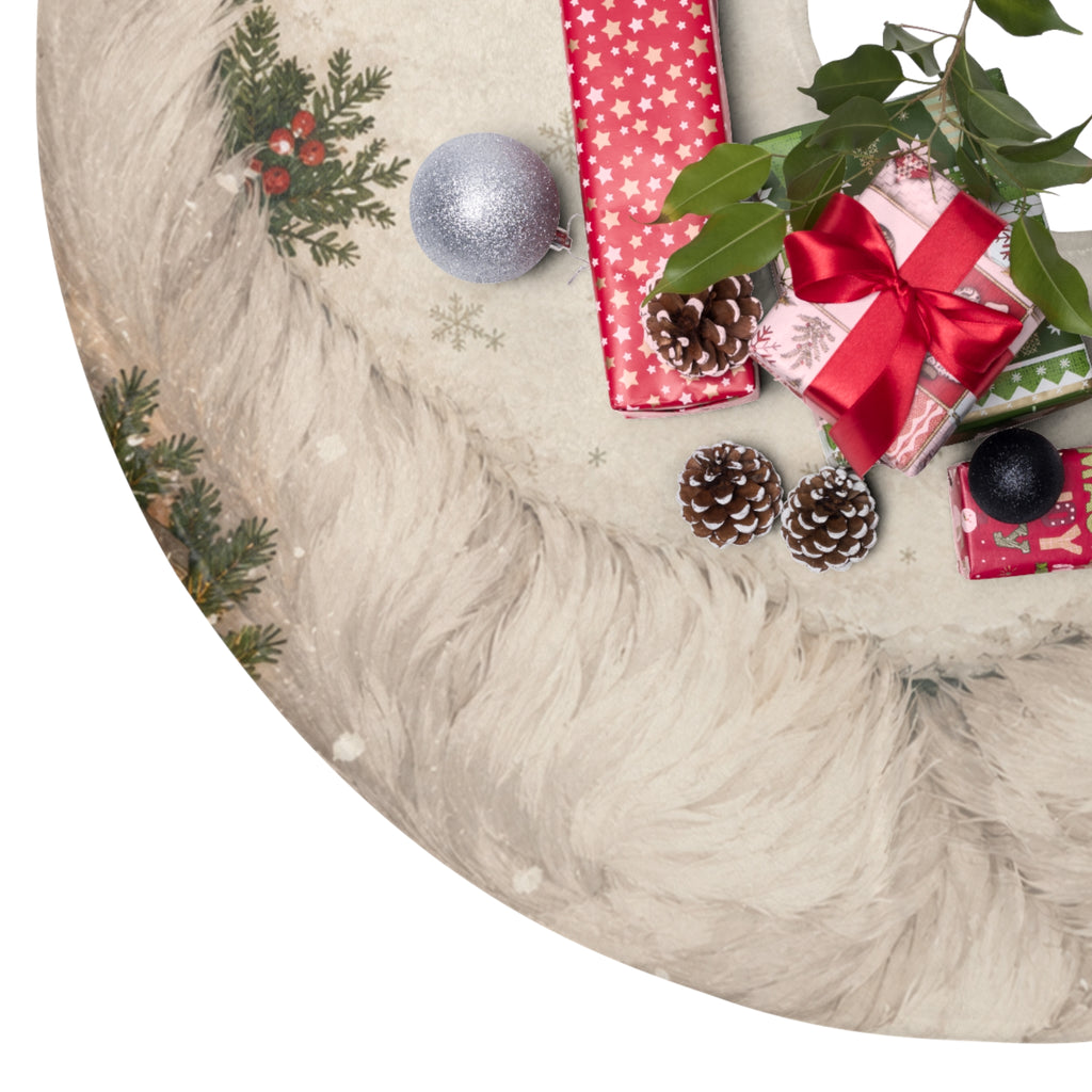 Silent Night Carol — Christmas Tree Skirt with Nativity Silhouette
