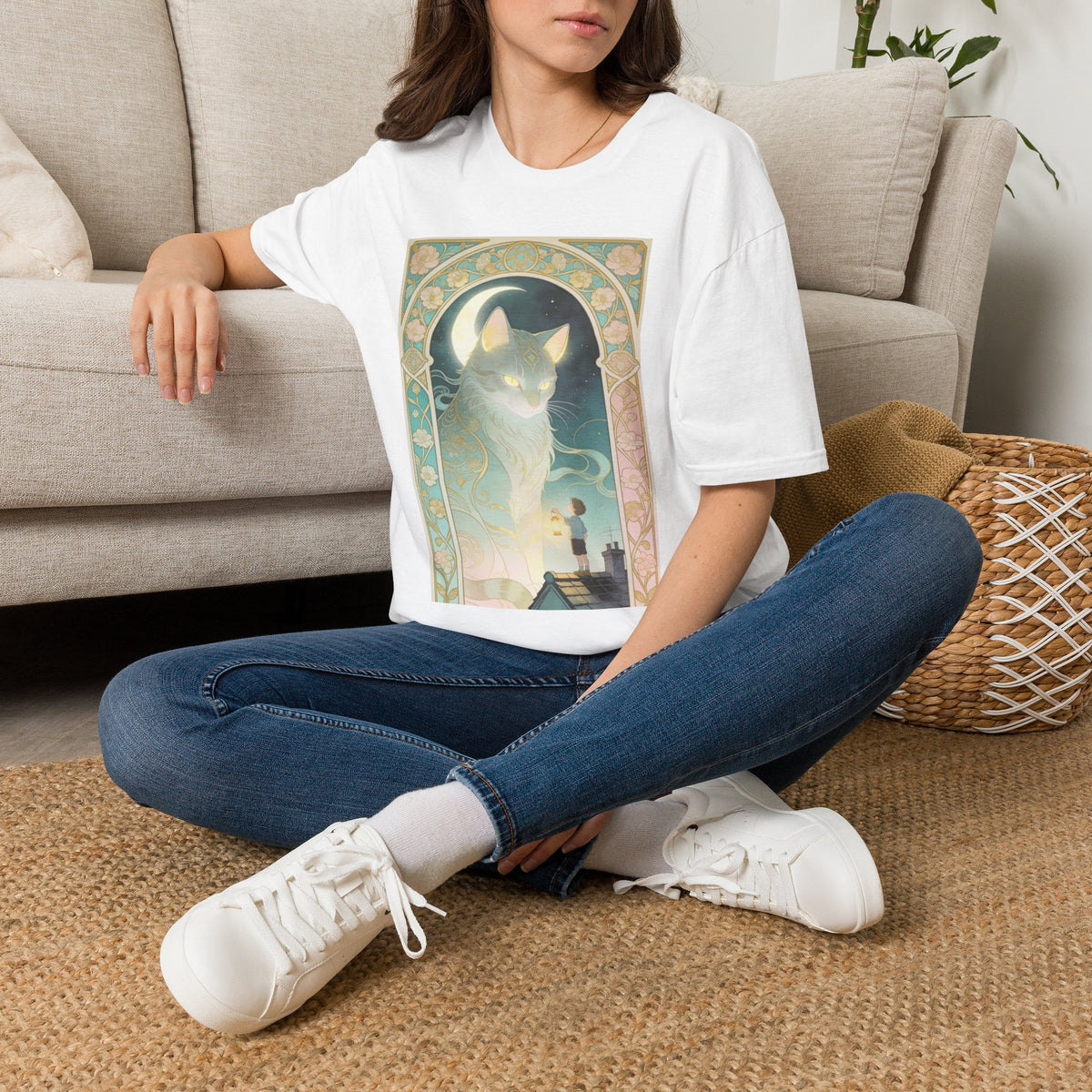 Ethereal Art Nouveau - Cat Graphic T-shirt