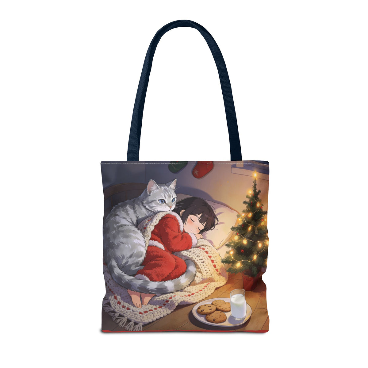 Cozy Christmas Cat Winter Scene - Tote Bag