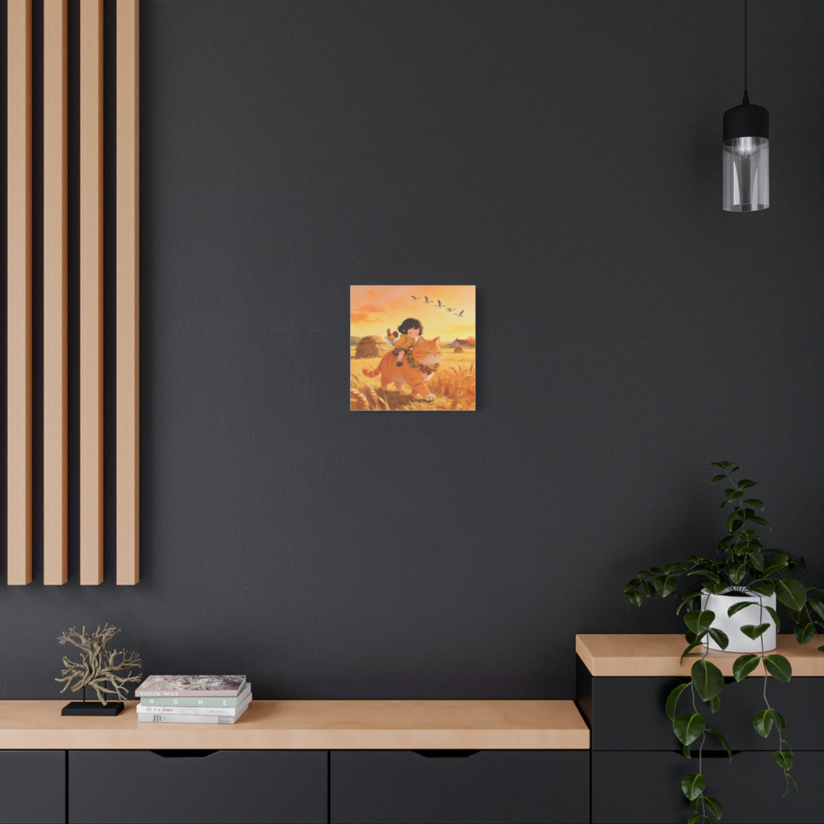 The Fawn and the Field — Thanksgiving Wheat Walk Guardian Canvas, Cat & Fawn
