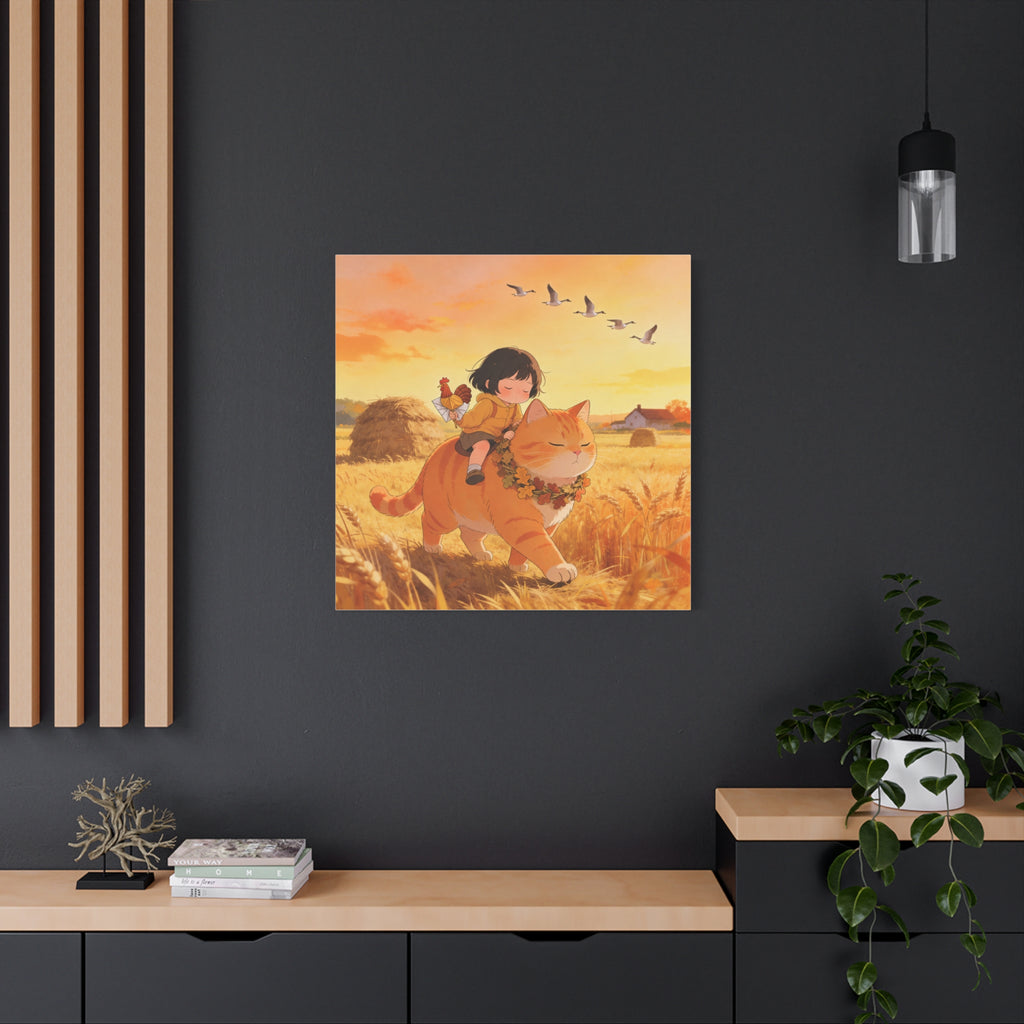 The Fawn and the Field — Thanksgiving Wheat Walk Guardian Canvas, Cat & Fawn