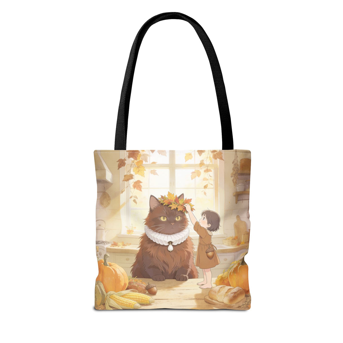 Harvest Watch — Wheat Walk Tote Bag, Guardian Cat & Fawn