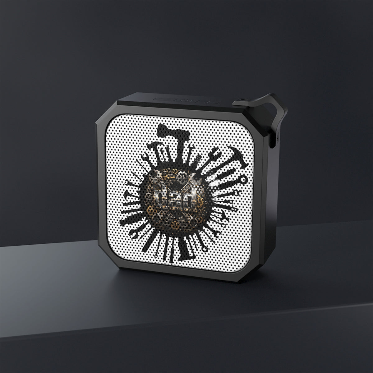 Workshop Guardian — Dad Bluetooth Speaker with Gear & Tool Art