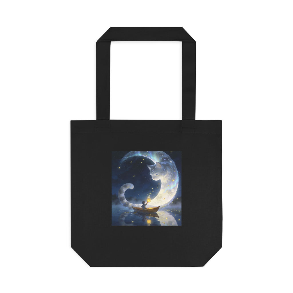 The Moon Keeps Watch — Moon Guardian Cat Cotton Tote Bag