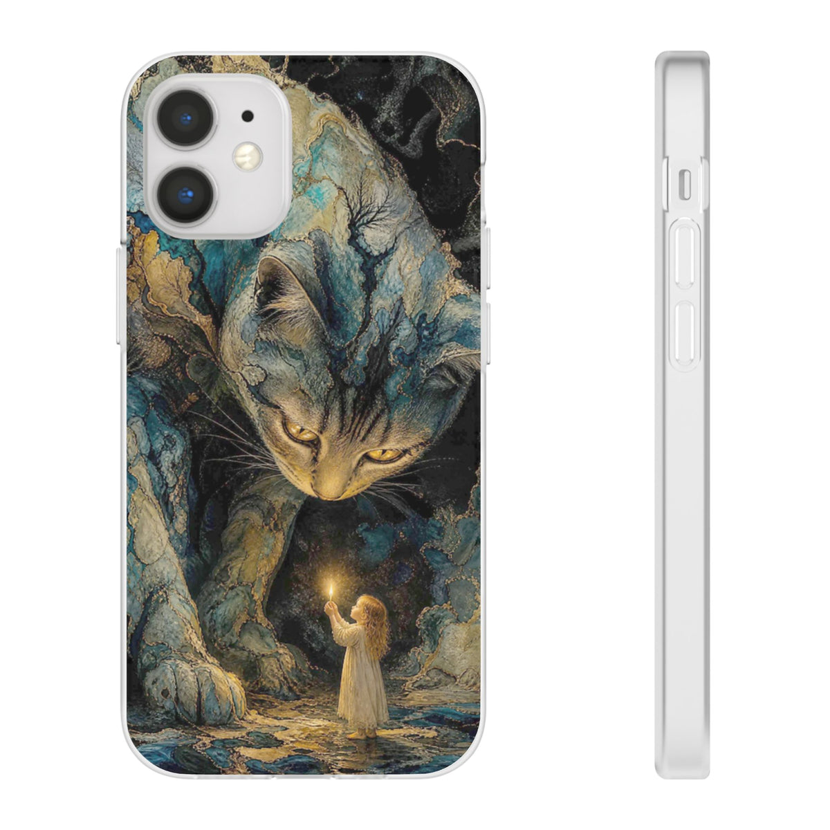 Whispers by Candlelight — Mystical Cat & Child Phone Case