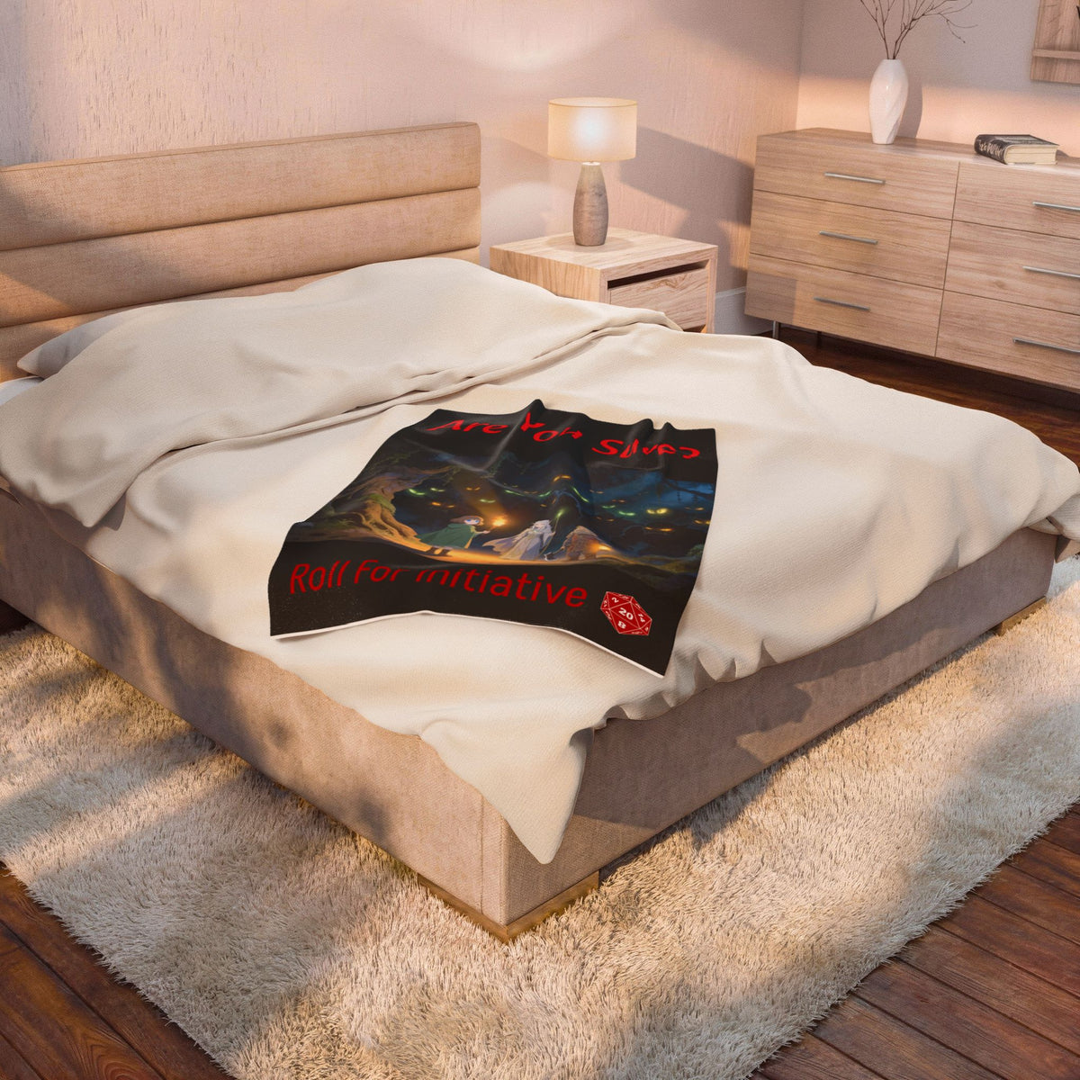 One More Roll — Fantasy Game Night Plush Throw Blanket