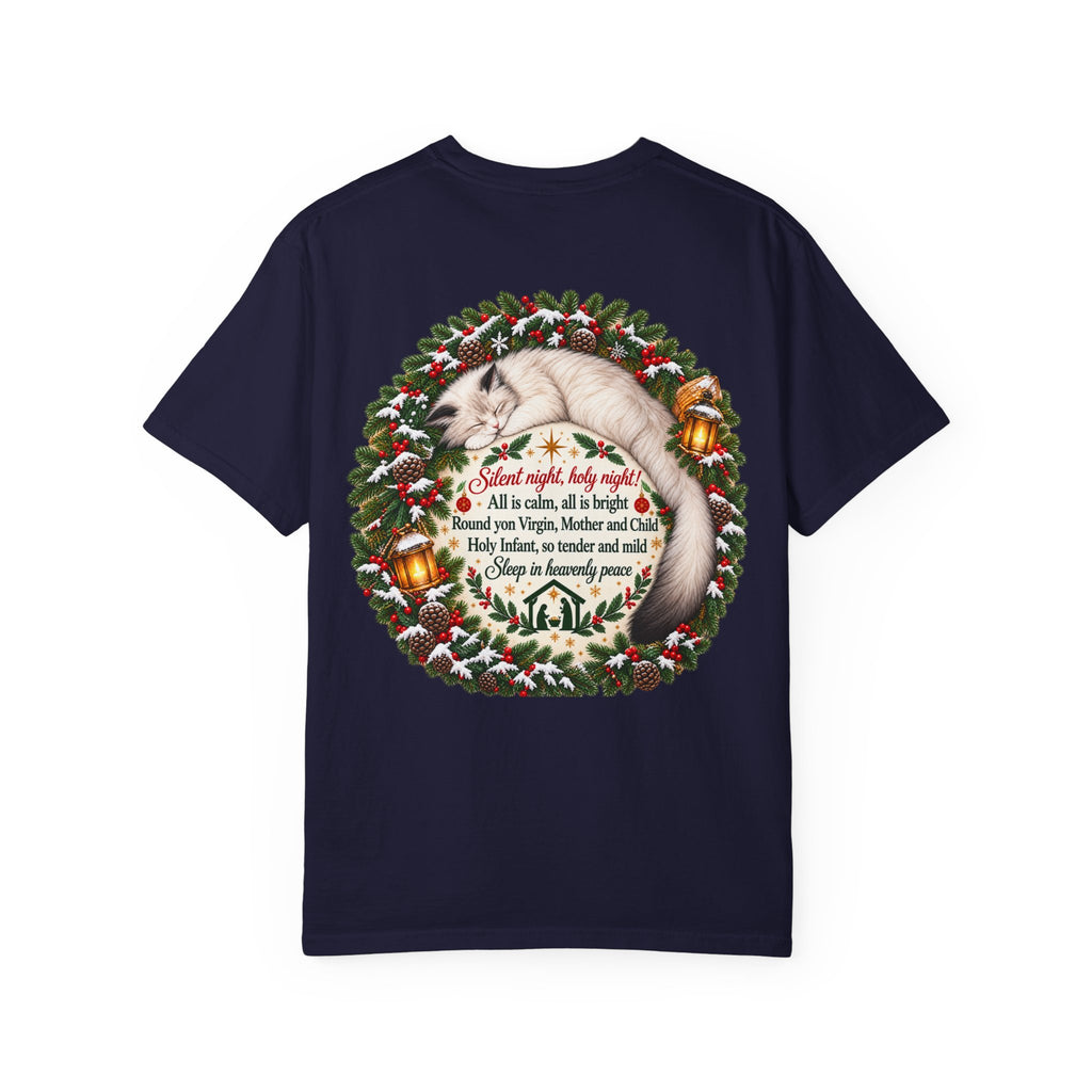 Silent Night Carol — Christmas Cat T-Shirt