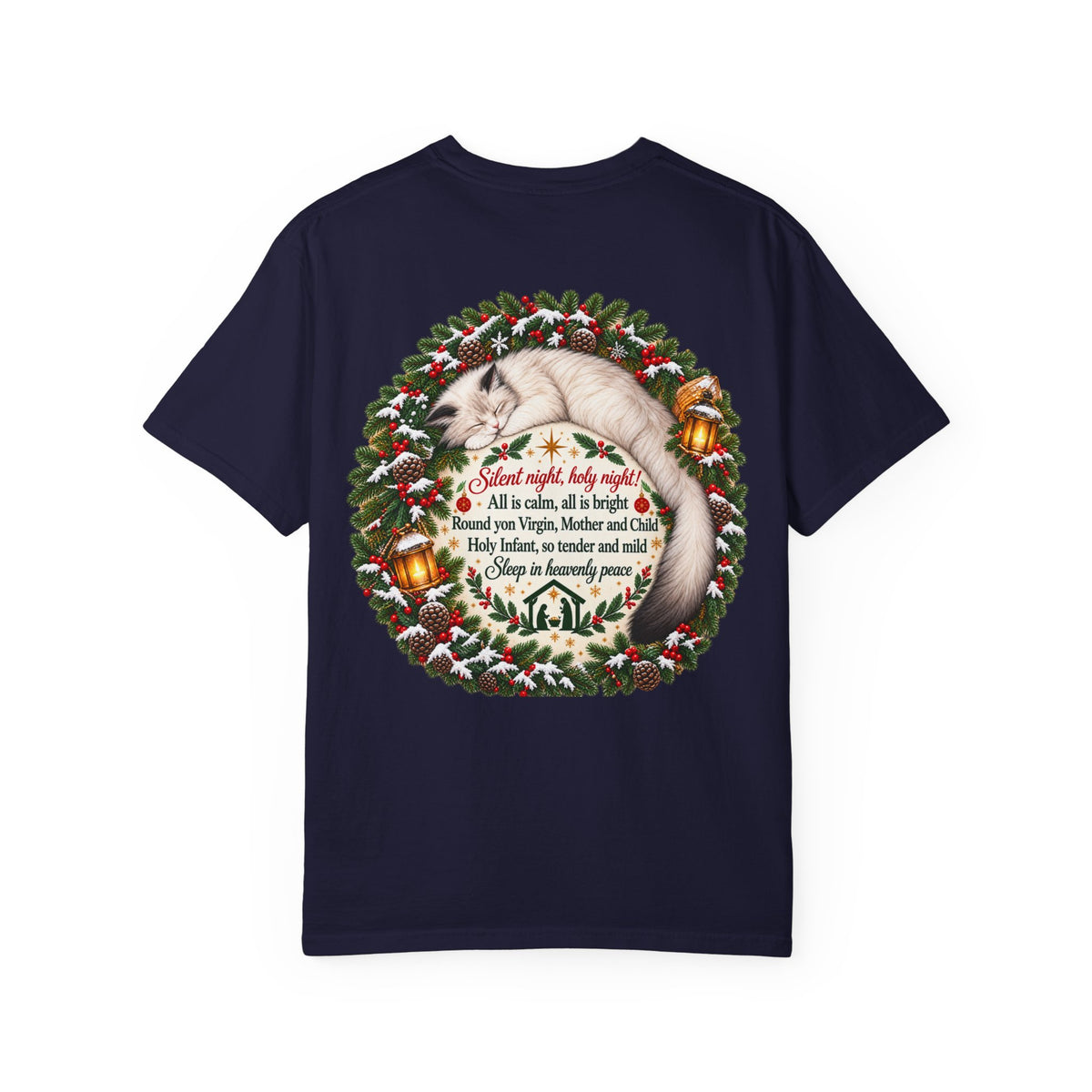 Silent Night Carol — Christmas Cat T-Shirt