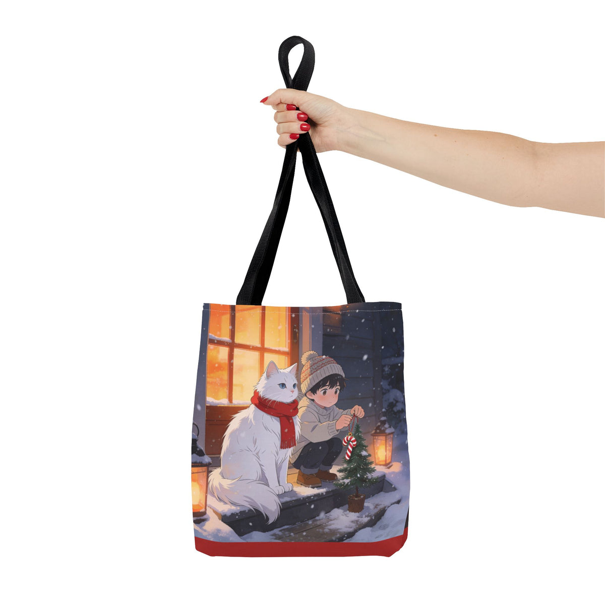 Cozy Christmas Cat Winter Scene - Tote Bag