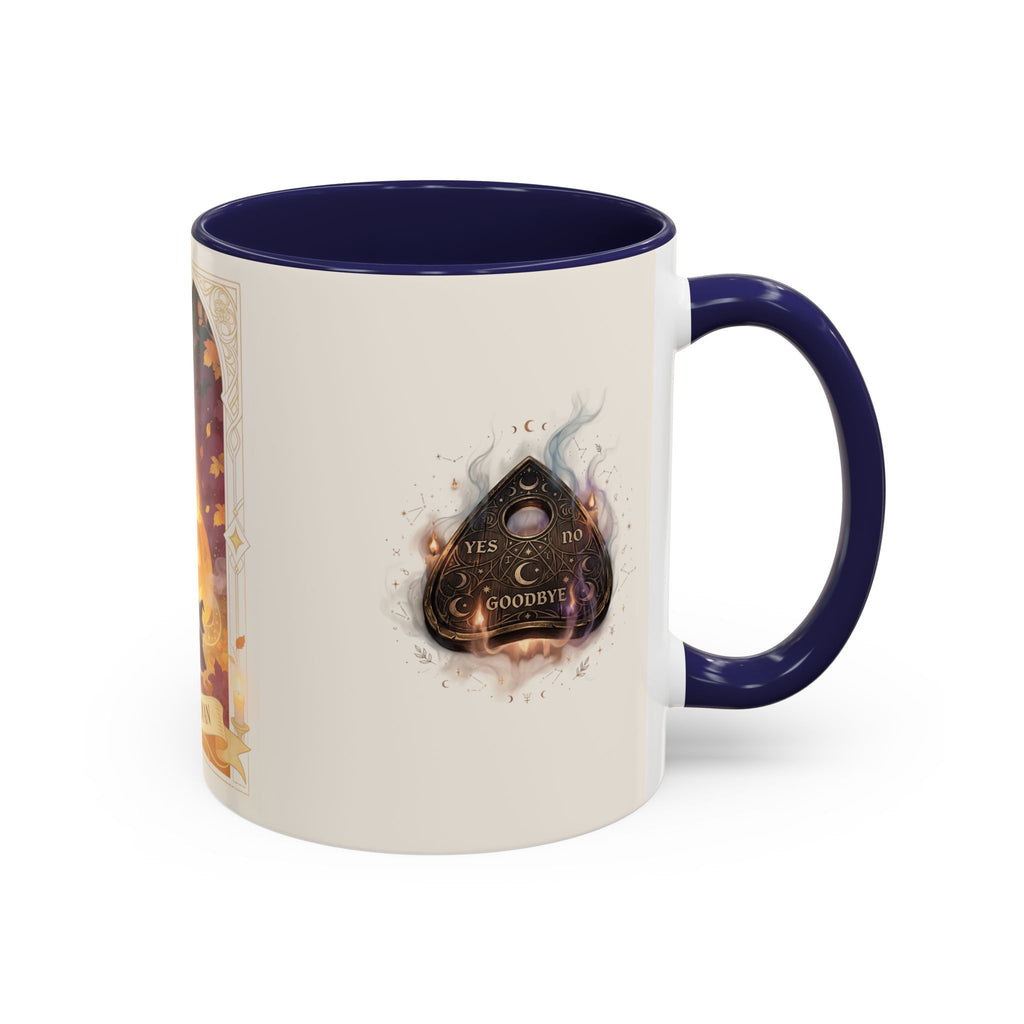 Card XVIII Draws Close — Guardian Tarot Cat & Pumpkin Accent Mug, 11 or 15 oz
