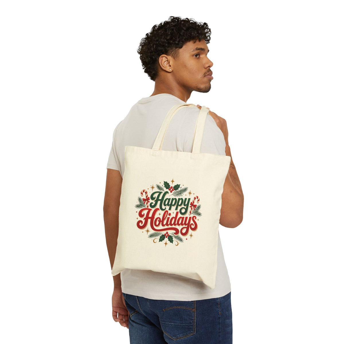 Silent Night Carol — Christmas Wreath Canvas Tote Bag