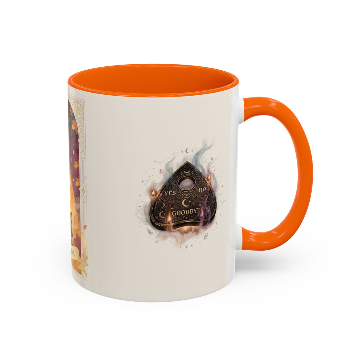 Card XVIII Draws Close — Guardian Tarot Cat & Pumpkin Accent Mug, 11 or 15 oz