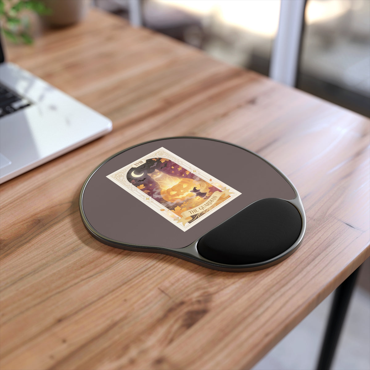 Hollow Watch — Guardian Pumpkin Cat Desk Pad with Wrist Rest
