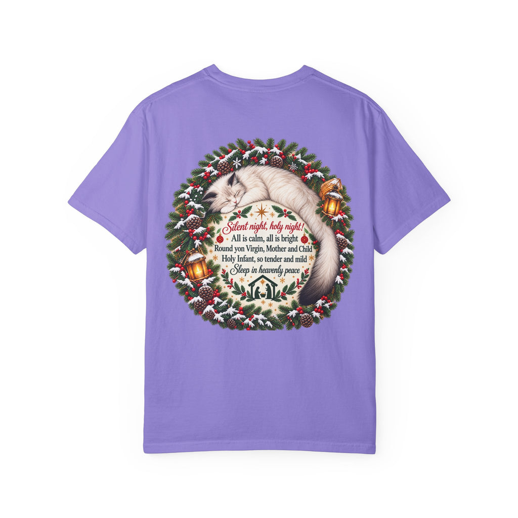 Silent Night Carol — Christmas Cat T-Shirt