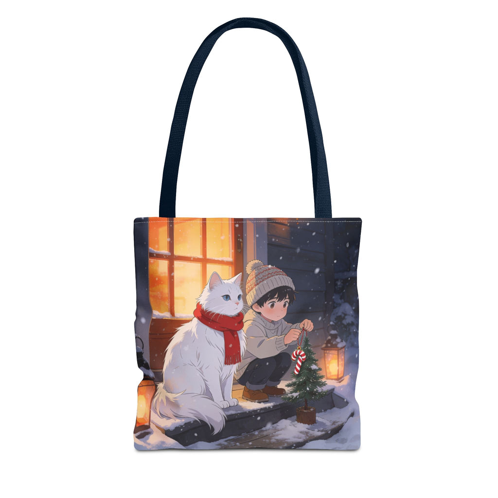 Cozy Christmas Cat Winter Scene - Tote Bag
