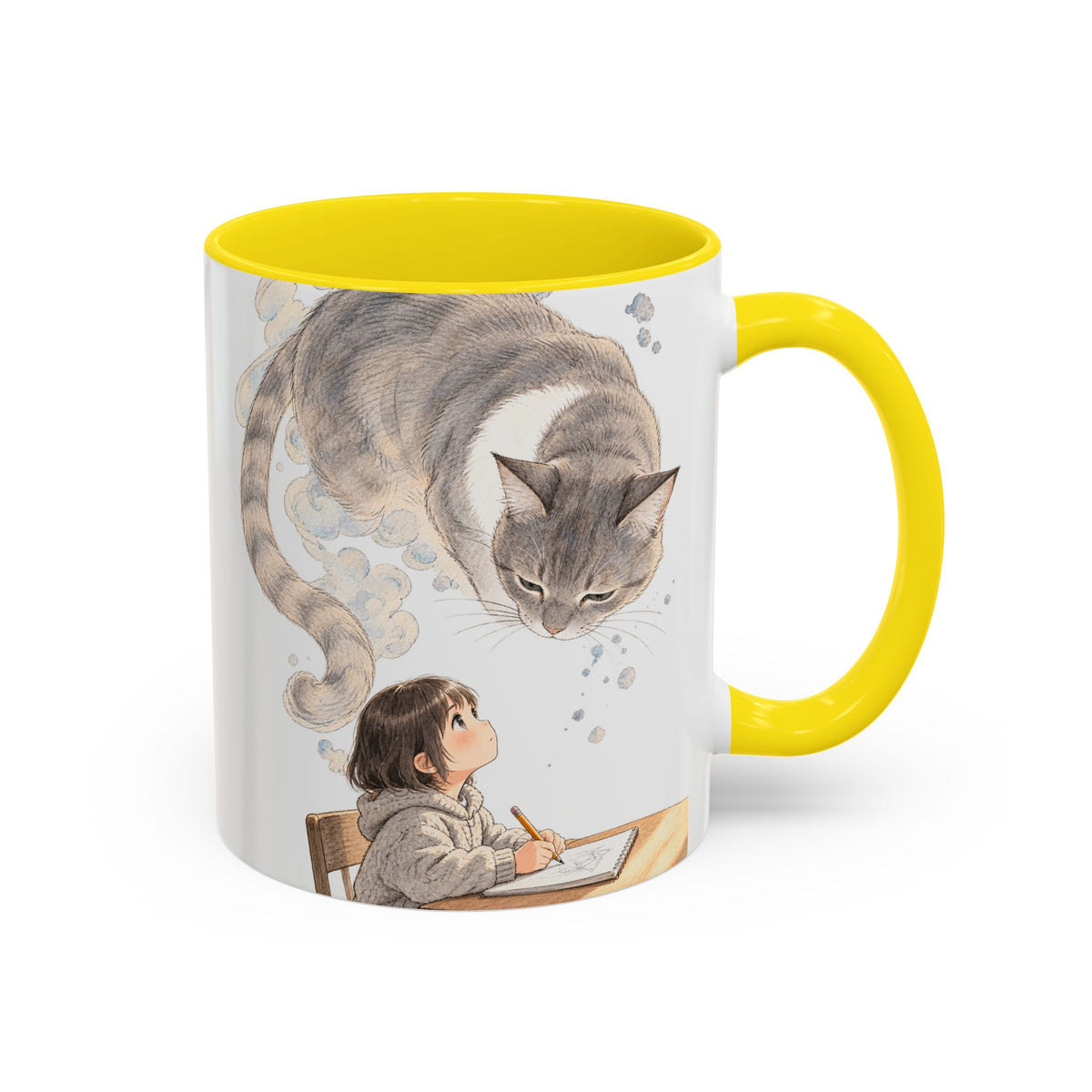 Guarded Dreams — Child & Cat Ceramic Accent Mug