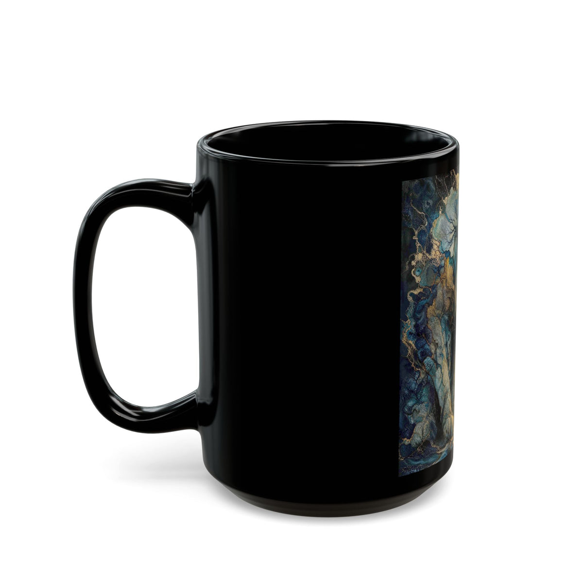 Whispers by Candlelight — Mystical Cat Black Ceramic Mug, 11 or 15 oz