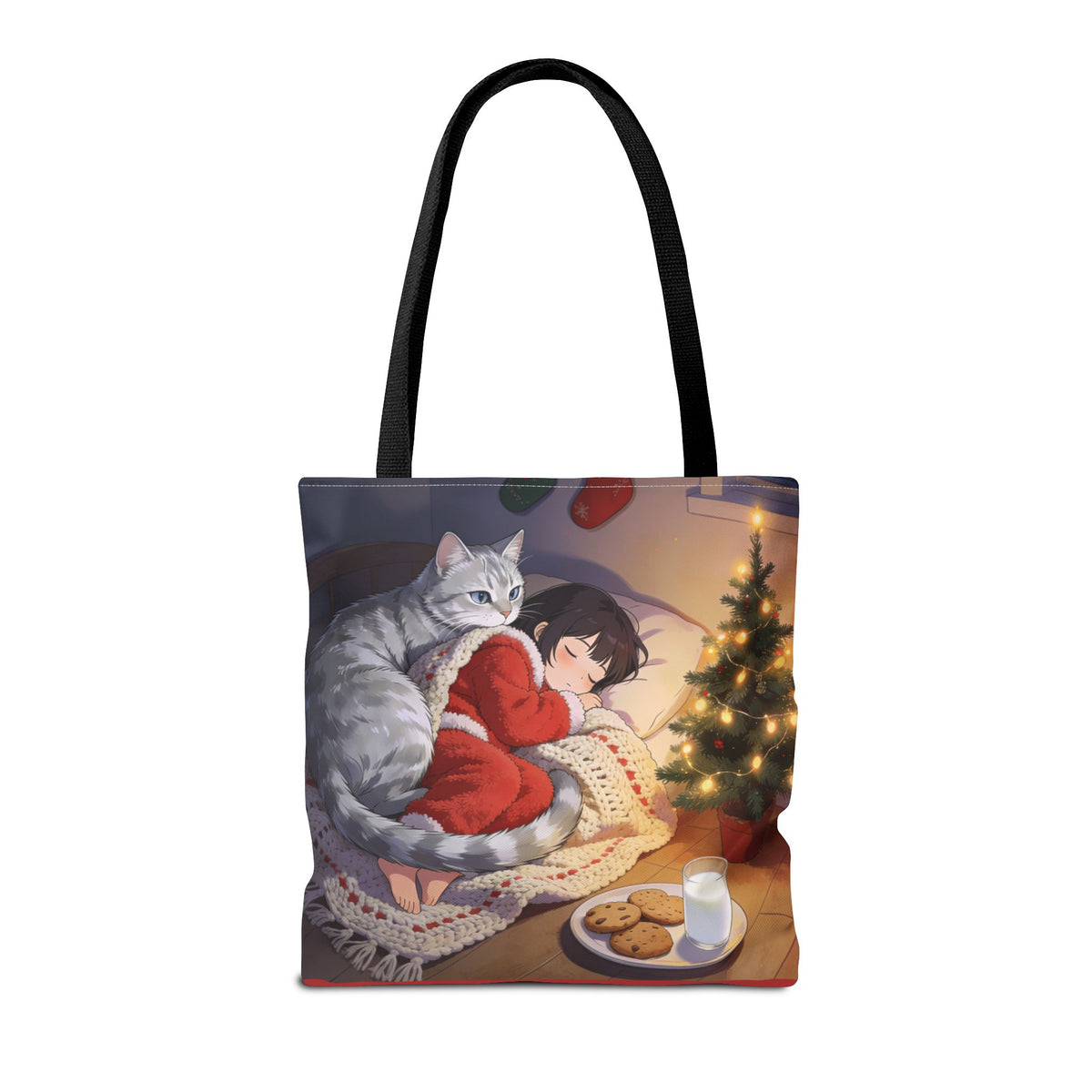 Cozy Christmas Cat Winter Scene - Tote Bag