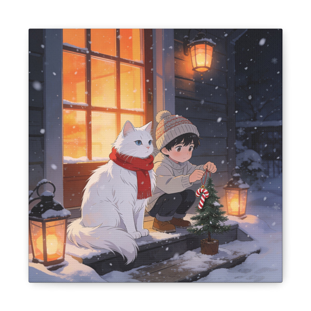 Snowfall Watch — Christmas Doorstep Guardian Canvas