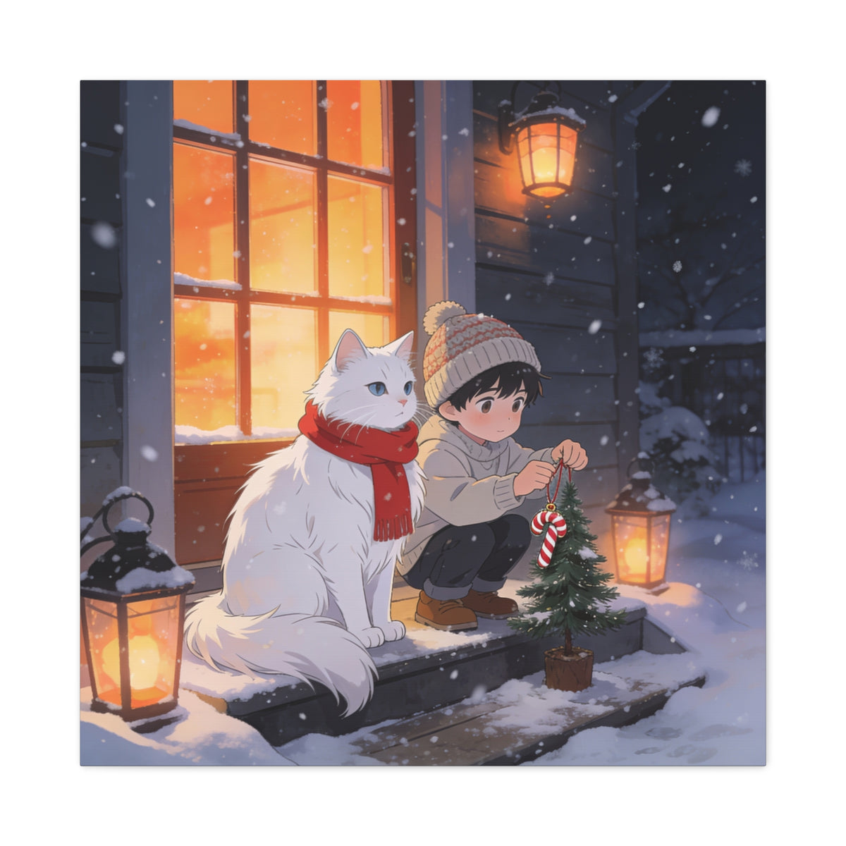 Snowfall Watch — Christmas Doorstep Guardian Canvas