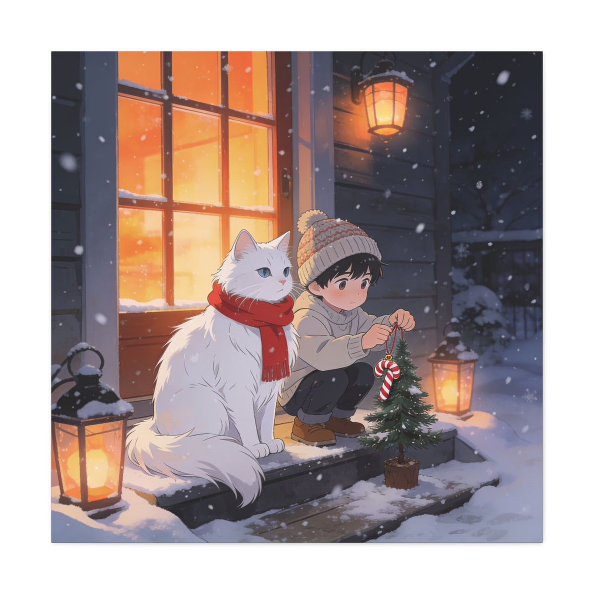 Snowfall Watch — Christmas Doorstep Guardian Canvas