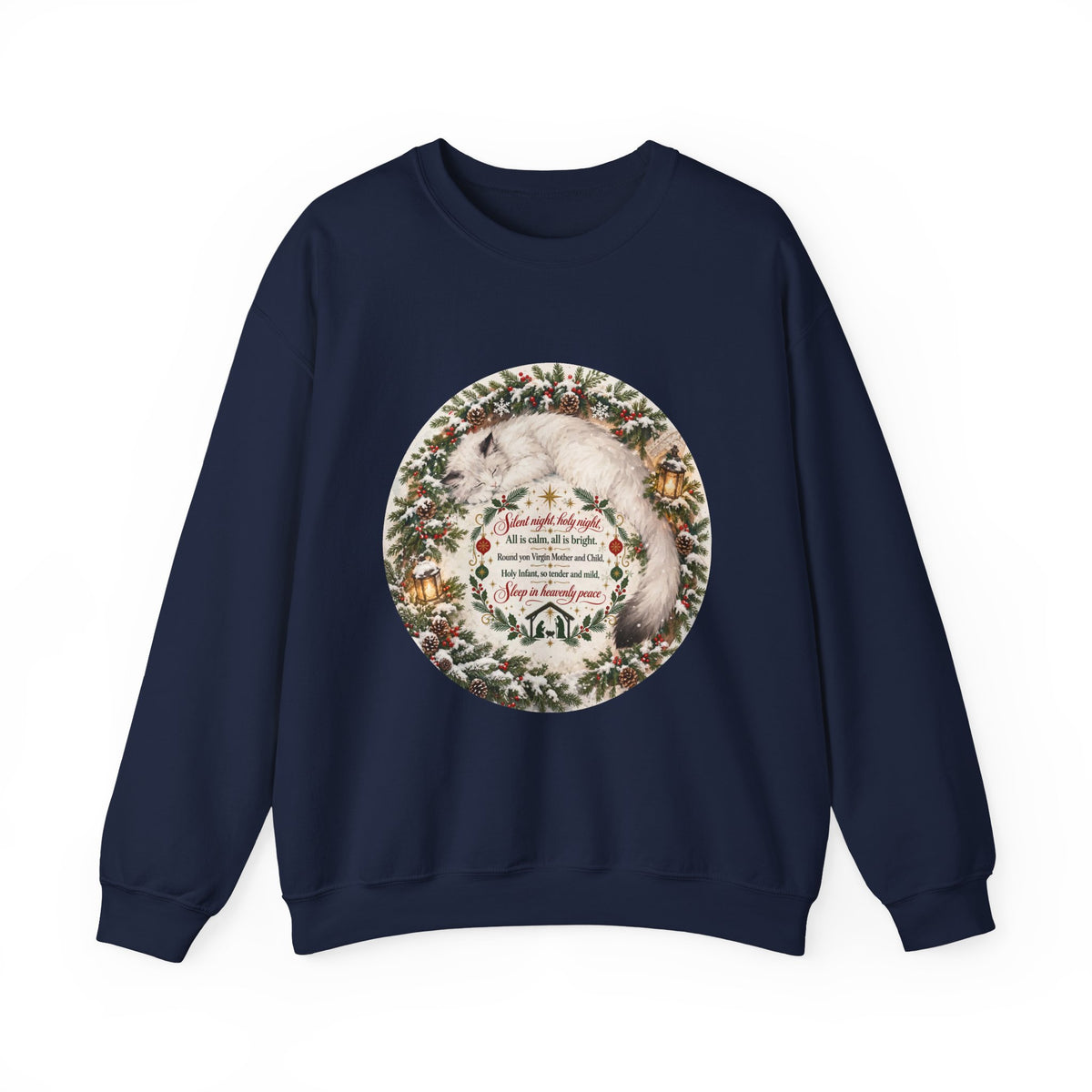 Silent Night Carol — Christmas Cat Crewneck Sweatshirt