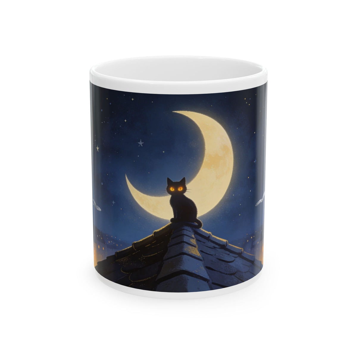 Night Watch — Night Sill Cat Ceramic Mug, 11 or 15 oz