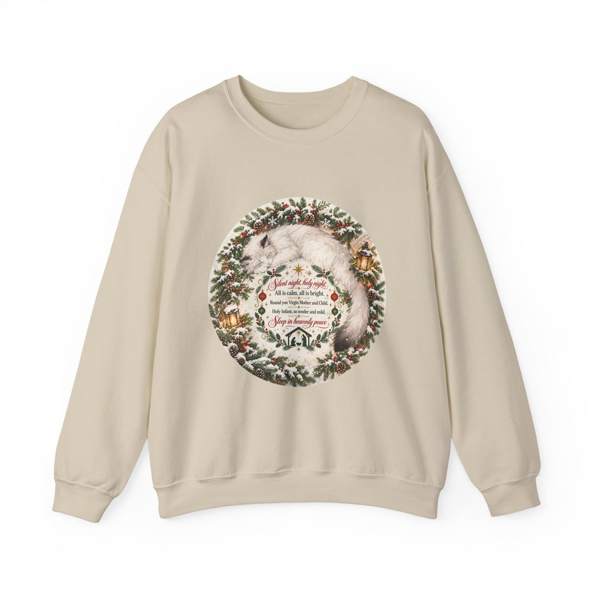Silent Night Carol — Christmas Cat Crewneck Sweatshirt