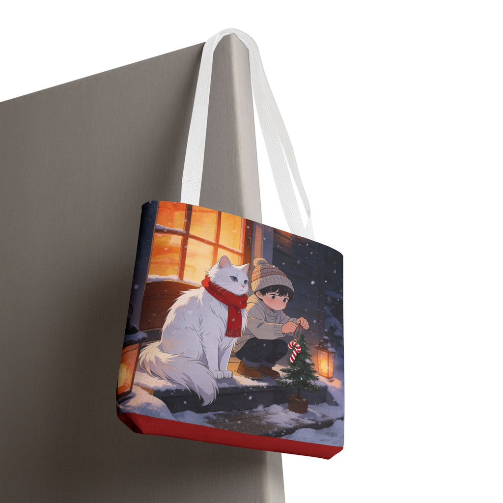 Cozy Christmas Cat Winter Scene - Tote Bag