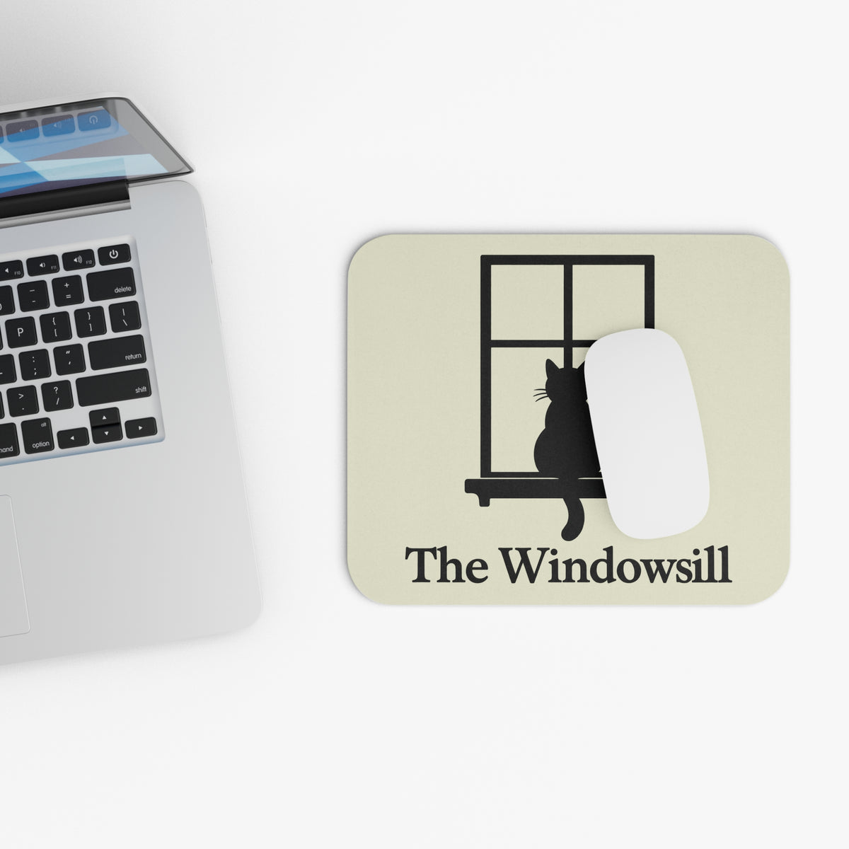 The Windowsill Cat — Black Cat Silhouette Mouse Pad