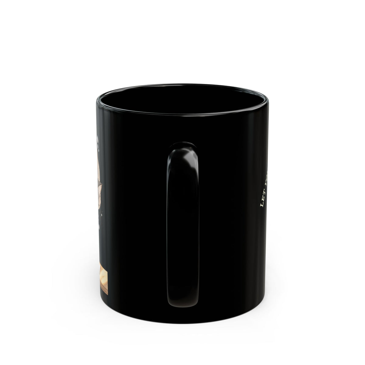 Guarded Dreams — Black Ceramic Mug, Child & Cat, 11 or 15 oz