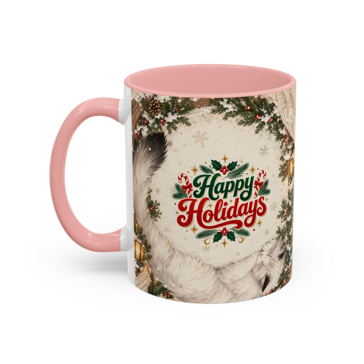 Silent Night Carol — Christmas Cat Accent Mug (11oz / 15oz)