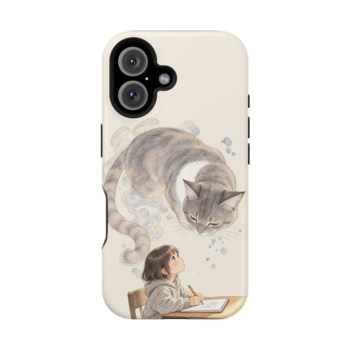 Guarded Dreams — Child & Cat MagSafe Phone Case