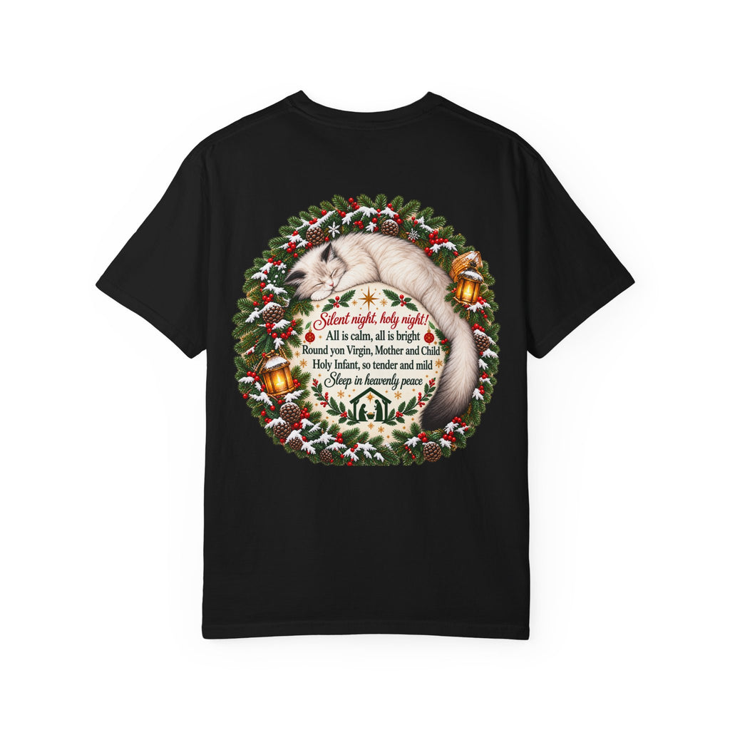 Silent Night Carol — Christmas Cat T-Shirt